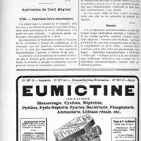 2820 - Page 2754-XLVI - Correspondance. Application du Tarif Breton. Soins à l’hôpital et déplacements para médicaux / Application du Tarif Maginot. Injections intra-musculaires