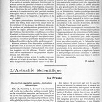 2850 - Page 2784 - Partie Scientifique. Travaux Originaux. Article synthétique et synoptique. La prophylaxie de la surdi-mutité. Surdi-mutités héréditaires pré-natales ou post natales / L'Actualité Scientifique. La Presse. Rayons X et coagulation sanguine. Applications thérapeutiques [(La Presse médicale, 25 juin 1924)]