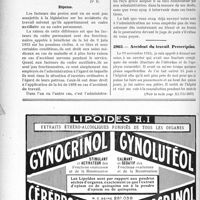 2884 - Page 2818-XII - Correspondance. Accident survenu à un facteur des postes / Accident du travail. Prescription