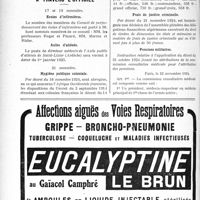 2930 - Page 2864-LIV - Correspondance. Application du Tarif Breton. Pansements de doigts / A travers l’officiel. Ecoles d’infirmières / Asiles d’aliénés / Hygiène publique coloniale / Légion d’honneur / Frais de justice criminelle / Pensions militaires
