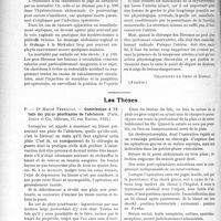 2972 - Page 2902 - Partie Scientifique. L’actualité Scientifique. Les Congrès. XXXIIIe Congrès de l’Association française de chirurgie, (Suite) par M. Tixier [Chastenet de Géry et Darriau] / Les Thèses. Contribution à l’étude des plaies pénétrantes de l’abdomen, par Dr Marcel Thébault, (Jouve et Cie, éditeurs, Paris, 1923)