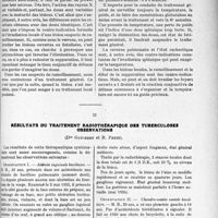 3007 - Page 2935 - Partie scientifique. Travaux Originaux. Radiothérapie. Radiothérapie des tuberculoses, par le Dr Guilbert / Résultats ou traitement radiothérapique des tuberculoses observations, (Drs. Guilbert et R. Petit)