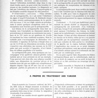 3014 - Page 2942 - Partie scientifique. Travaux Originaux. Clinique neurologique. Les formes frustes de la syringomyélie, M. le prof, agrégé Foix [Leçon recueillie à l’hôpital de la Salpétrière, par le Dr Fribourg-Blanc] / A propos du traitement des varices