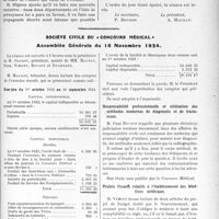 3041 - Page 2967 - Partie professionnelle. Travaux Originaux. Comptes rendus, documents, pièces officielles…. Mutualité familiale du corps médical français. Assemblée Générale, 16 novembre 1924 / société civile du « concours médical». Assemblée Générale du 16 Novembre 1924