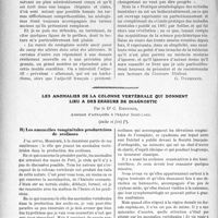 3074 - Page 2998 - Partie scientifique. Travaux Originaux. Psychiatrie. Pratique sémiologique des maladies mentales [G. Duchesne] / Les anomalies de la colonne vertébrale qui donnent lieu à des erreurs de diagnostic, par le Dr C. Roederer, (suite et fin). Les anomalies congénitales productrices de scolioses