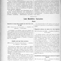 3080 - Page 3004 - Partie scientifique. L’Actualité Scientifique. La Presse. Choc chez un nourrisson après ingestion d’eau albumineuse [(Toulouse médical, 1er novembre 1924)] / Les Sociétés Savantes. Paris. Identité de Foutou Fato (maladie du chien fou) et de la rage, (Académie de médecine ; 10-11-1924) / Diabète sucré par lésion nerveuse, (Académie de médecine ; 10-11-1924) / Diagnostic précoce du cancer des voies digestives, (Académie de médecine ; 10-11-1924) / Considérations statistiques sur les cancers de l’appareil digestif, (Académie de médecine ; 1 (1-11-1924)