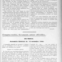 3091 - Page 3015 - Partie professionnelle. Travaux Originaux. Chronique automobile. Des bruits... Les 3 HP, l’auto route… / Comptes rendus, documents, pièces officielles…. Sou médical. Assemblée Générale du 16 novembre 1924