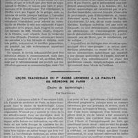 0024 - Page 21 - Partie scientifique. Travaux Originaux. Clinique médicale. Le coryza inflammatoire, d’après une leçon du professeur F. Bezançon / Leçon inaugurale du Pr AnDr. é Lemierre à la faculté de médecine de Paris, (Chaire de bactériologie), par Dartigues