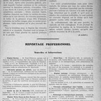 0052 - Page 47 - Partie professionnelle. Comptes rendus, documents, pièces officielles.... Hygiène publique. Les maladies contagieuses. Désinfection et prophylaxie, Dr. J. Dargelos, (Suite). Mesures spéciales contre la variole et la varioloïde / Varicelle / Reportage professionnel. Nouvelles et Informations. Hôpital Necker / Infirmerie spéciale des aliénés / Goutte de lait de Belleville / Hôpital Notre-Dame-de-Bon-Secours / Hôpital Lariboisière / Hôtel-Dieu / Hôpital Laënnec / Chirurgie orthopédique chez l’adulte / Pathologie et thérapeutique générales / Clinique des maladies infectieuses