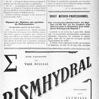 0054 - Page XLVII-49 - A travers l'officiel. Maladies professionnelles / Réponses des Ministres aux questions des Parlementaires / Droit médico-professionnel. Une commission administrative des hôpitaux est-elle liée par les résultats d’un concours pour la nomination d’un médecin ou chirurgien de l’hôpital ? [Dr. Paul Boudin]