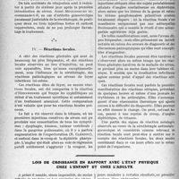 0159 - Page 142 - Partie scientifique. Travaux Originaux. Formes cliniques des accidents sériques, par R. -J. Weissenbach et Gilbert Dr. eyfus, (Suite et fin) / Lois de croissance en rapport avec l’état physique chez l’enfant et chez l’adulte [Dr. Lambolez]