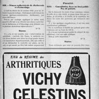 0202 - Page LXI-181 - Correspondance. Application du Tarif Maginot. I, Maladie causale de pension / II, Séance endovésicale de diathermie et d etincelage / Fiscalité. Consultation dans un local public. Pas de patente