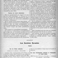 0299 - Page 266 - Partie scientifique. L’actualité Scientifique. La Presse. Les pyodermites et leur traitement [(La Consultation, juin 1926)] / Rupture de l’aorte abdominale [(Journ. des Sciences médicales de Lille, 16 mail926)] / A propos de l’anesthésie générale au Schleich avec l’appareil d’Ombrédanne [(Lyon médical, 6 juin 1926)] / Les Sociétés Savantes. Paris. Sur les études médicales, (Académie de médecine ; 21-12-1926) / Les eaux bicarbonatées calciques et l’élimination de l’acide urique, (Académie de médecine ; 21-12-1926)