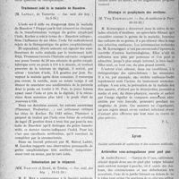 0303 - Page 268 - Partie scientifique. L’actualité Scientifique. Les Sociétés Savantes. Paris. Diphtérie et pneumobacille (antagonisme microbien), (Soc. méd. des hôp. ; 3-12-1926) / Traitement iodé de la maladie de Basedow, (Soc. méd. des hôp. ; 14-5-26) / Intoxication par le tréparsol, (Soc. méd. des hôp. ; 19-11-26) / Etiologie et prophylaxie des oreillons, (Soc. de médecine de Paris ; 20-10-26) / Lyon. Société nationale de médecine et des sciences médicales. Arthrodèse sous-astragalienne pour pied plat