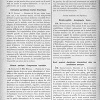 0305 - Page 270 - Partie scientifique. L’actualité Scientifique. Les Sociétés Savantes. Lyon. Société nationale de médecine et des sciences médicales. Lithiase rénale. Abcès périnéphrétique / Ulcération syphilitique trachéo-bronchique / Ectasie aortique. Compression trachéale / Constriction permanente des mâchoires de cause articulaire / Société médicale des hôpitaux. Hérédo-syphilis. Acromégalie fruste / Bruit musical diastolique intermittent dans une insuffisance aortique / Tunnellisation et reviviscence fonctionnelle des artères thrombosées