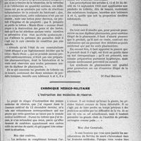 0316 - Page 277 - Partie professionnelle. Travaux Originaux. Quelle est la différence légale entre un produit pharmaceutique et un produit hygiénique ? [Dr. Paul Boudin] / Chronique médico-militaire. L’instruction des médecins de réserve [G. Duchesne]