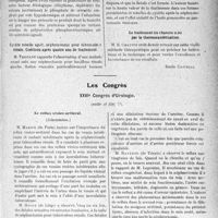 0380 - Page 333 - Partie scientifique. L’Actualité Scientifique. Les Sociétés Savantes. Marseille. Comité médical des Bouches-du-Rhône. Polynévrite sensitivo-motrice chez une bacillaire après injection de phosphate de créosote / Cystite rebelle après néphrectomie pour tuberculose rénale. Guérison après quatre ans de traitement / Le traitement du chancre mou par la thermocautérisation / Les Congrès. XXVIe Congrès d’Urologie, (suite et fin). Le reflux vésico urétéral