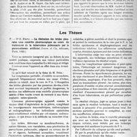 0383 - Page 336 - Partie scientifique. L’Actualité Scientifique. Les Congrès. XXVIe Congrès d’Urologie, (suite et fin). Le reflux vésico urétéral / Les thèses. La libération des brides pleurales sous contrôle pleuroscopique au cours du traitement de la tuberculose pulmonaire par le pneumothorax artificiel, Dr. R. Fritz (Jouve et Cie, éditeurs, Paris, 1925)