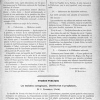 0394 - Page 347 - Partie professionnelle. Comptes rendus, documents, pièces officielles.... Syndicat des médecins du Bugey et du Pays de Gex. Réunion du Syndicat du 14 Novembre 1926 à Bellegarde / Hygiène publique. Les maladies contagieuses. Désinfection et prophylaxie, Dr. J. Dargelos, (Suite)