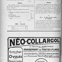 0401 - Page 354-LVI - Correspondance. Application des Tarifs Durafour et Fallières. I, Sutures multiples et blessures multiples / II, Cumul / III, 1° Prix de la visite ; 2° Cumul