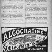0418 - Page VII-365 - Dernières nouvelles. Hôpital Tenon / Hôpital de la Pitié / Hôpital Saint-Antoine / Voyages du « Bruxelles médical » / Naissance / Lyon / Institut de Paléontologie humaine / Hôpitaux de Paris / Médaille des épidémies / Concours sur titres