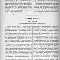 0429 - Page 376 - Partie scientifique. Travaux Originaux. Les rapports pathologiques entre l’intestin et l’appareil génito-urinaire, par L. Pron / Clinique médicale. Les bronchites, d’après une leçon du professeur F. Bezançon