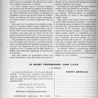 0457 - Page 402 - Partie professionnelle. Travaux Originaux. Le secret médical, par M. le Dr. P. Gallois [Dr. Paul Boudin] / Le secret professionnel dans l'A. M. G...... et ailleurs [Dr. Lavalée]