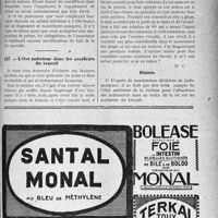 0474 - Page LVII-419 - Correspondance. Accidents. Une lingère n’est pas garantie par la législation sur les accidents du travail / L’état antérieur dans les accidents du travail
