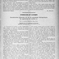 0504 - Page 445 - Partie scientifique. Travaux Originaux. La recalcification serait-elle un leurre ? / Hydrologie et clinique. Considérations générales sur les possibilités thérapeutiques du vaporarium de Luchon, par le docteur Raymond Molinéry