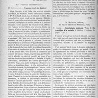 0517 - Page 458 - Partie scientifique. L'Actualité Scientifique. Les Livres. Traité théorique et pratique des assurances terrestres et de la réassurance, par M. Sumien, Librairie Dalloz, Paris / L’amour, école du bonheur, par Dr. St Artault, Les Presses universitaires / Séméiologie médicale, par F. Coste, N. Maloine, éditeur, Paris, 1927