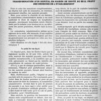 0521 - Page 460 - Partie professionnelle. Travaux Originaux. Transformation d’un hôpital en maison de santé au seul profit des médecins de l’établissement