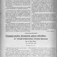 0525 - Page 464 - Partie professionnelle. Travaux Originaux. Assistance et mutualité [Dr. Paul Boudin, Dr. M. Vimont] / Comptes rendus, documents, pièces officielles.... IIIme Voyage international d’études médicales, (16-24 décembre 1926), Dr. Roger Renaux