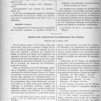0535 - Page 474 - Partie professionnelle. Comptes rendus, documents, pièces officielles.... Chronique syndicale. Syndicat des médecins de la Lozère. Compte rendu de l’Assemblée générale annuelle tenue à Mende le 6 juin 1926- / Syndicat des médecins de l'arrondissement des Andelys, Réunion du 3 octobre 1926