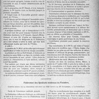 0538 - Page 477 - Partie professionnelle. Comptes rendus, documents, pièces officielles.... Chronique syndicale. Syndicat médical de l’arrondissement de Béthune, Assemblée Générale / Fédération des Syndicats médicaux du Finistère, Compte rendu de la deuxième réunion de 1926 tenue le 28 novembre, à Landerneau