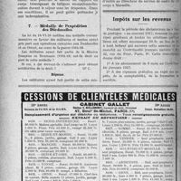 0553 - Page 492-LXIV - Correspondance. Médailles et diplômes. Droit à pension militaire pour tuberculose pulmonaire / Médaille de l’expédition des Dardanelles / Impôts sur les revenus