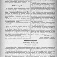 0591 - Page 526 - Partie professionnelle. Les modifications proposées a la chambre des députés pour la loi sur les accidents du travail / Mutualité familiale. L’indemnité maladie