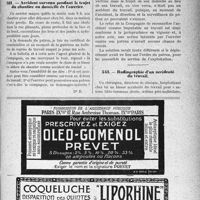0598 - Page XXXV-533 - Correspondance. Accidents. Une laveuse est assujettie à la législation sur les accidents du travail / Accident survenu pendant le trajet du chantier au domicile de l’ouvrier / Radiographie d’un accidenté du travail