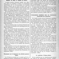 0631 - Page 562 - Partie scientifique. L’actualité Scientifique. La Presse. Le syndrome d’Adams-Stokes [(Le Progrès médical, 7 août 1926)] / Maladie de Bang et maladie de Bruce [(Journal des Praticiens, 18 septembre 1926)] / Remarques sur le diagnostic des athrites gonococciques [(Le Pratique médicale française, juillet 1926-A)] / L’alimentation duodénale dans les vomissements incoercibles de la grossesse. [(Le Progrès médical, 11 septembre 1926)] / Le syndrome d’Adams-Stokes. [(La Presse médicale, 29 septembre 1926)]