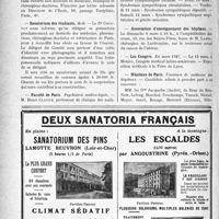 0679 - Page 606-VI - Dernières nouvelles. Ecole française de stomatologie / Sanatorium des étudiants / Faculté de Paris / Hôpital de la Pitié / Association d’enseignement des hôpitaux / Les Congrès. En mars 1927 / Hôpitaux de Paris