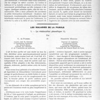 0694 - Page 619 - Partie scientifique. Travaux Originaux. Clinique chirurgicale. Calculs du cholédoque — Néoplasme du côlon descendant, d’après une leçon du professeur Hartmann. Néoplasme du côlon descendant / Les maladies de la parole. La rééducation phonétique, par G. de Parrel et Henriette Hoffer