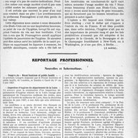 0732 - Page 655 - Partie professionnelle. Comptes rendus, documents, pièces officielles. Hygiène publique. Les maladies contagieuses. Désinfection et prophylaxie, Dr. J. Dargelos, (Suite) / Reportage professionnel. Nouvelles et Informations. Congrès du « Royal Institute of public health » / Inspection d’hygiène du département de la Loire