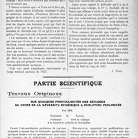 0762 - Page 675 - Propos du jour. A propos d’une enquête sur le Corps médical parisien. Ce qu’il était en 1845 [J. Noir] / Partie scientifique. Travaux Originaux. Sur quelques particularités des réflexes au cours de la névraxite épidémique à évolution prolongée, par Mm. Euziere et Pages