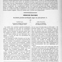 0778 - Page 683 - Partie scientifique. Travaux Originaux. Clinique médicale des enfants, (Hôpital des Enfants-Malades), M. le professeur Nobécourt. L’avenir des enfants atteints de péritonite tuberculeuse / Médecine pratique. Accidents gravido-cardiaques aigus du post-partum, par Camille Lian et AnDr. é Blondel