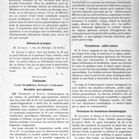 0798 - Page 695 - Partie scientifique. L'Actualité Scientifique. Les Savantes. Paris. Le Dr. ainage par le Mikulicz, (Société de chirurgie ; 22-12-1926) / Fibrome de la langue, (Soc. de chirurgie ; 22-12-26) / Toulouse. Société de médecine, chirurgie et pharmacie. Parotidite post-opératoire / Volvulus de l’anse sigmoïde / Traumatisme médio-cranien / Traitement du rhumatisme blennorragique