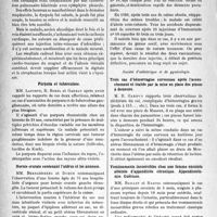 0799 - Page 696 - Partie scientifique. L'Actualité Scientifique. Les Savantes. Toulouse. Société de médecine, chirurgie et pharmacie. Traitement du rhumatisme blennorragique / Emploi de la convallamarine et de l’adonidine dans l’asystolie / Purpura et tuberculose / Hernie crurale contenant l’utérus et les annexes / Pyodermite et vaccination / Société d'osbtétrique et de gynécologie. Trois cas d’hémorragies survenues après l’accouchement et traités par la mise en place des pinces à demeure / Vomissements incoercibles chez une femme enceinte atteinte d’appendicite chronique. Appendicectomie. Guérison