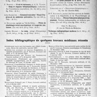0808 - Page 699 - Partie scientifique. L'Actualité Scientifique. Les Livres. Les livres qui viennent de paraître... / Index bibliographique de quelques travaux médicaux récents