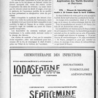 0851 - Page 722 bis-LX - Correspondance. Accidents. Contre-visite des victimes d’accidents du travail après consolidation / Application des Tarifs Durafour et Fallières. Séance de kinésithérapie restée à 10 francs dans le tarif Fallières