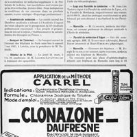 0864 - Page VII-731 - Dernières nouvelles. Les Congrès / Préfecture de la Seine / Académie de médecine / Banquet de l’Internat / Hôpital de la Pitié / Hôpital Saint-Antoine / Association d’enseignement des hôpitaux / Legs aux Facultés de médecine / Marseille / Faculté de médecine d’Alger / Marseille