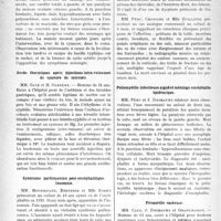 0891 - Page 758 - Partie scientifique. L'Actualité Scientifique. Les Sociétés Savantes. Lyon. Société médicale des hôpitaux. Ostéites post-typhiques / Accès thermiques après injections intra-veineuses de cyanure de mercure / SynDr. ome parkinsonien post-encéphalitique. Insomnie / Dysplagie périostale / Poliomyélite infectieuse aiguë et méningo-encéphalite épidémique / Périaortite caséeuse