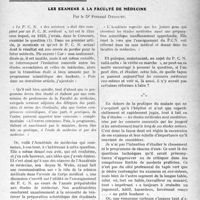 0898 - Page 763 - Partie professionnelle. Travaux Originaux. Les examens à la faculté de médecine, par le Dr. Fernand Decourt